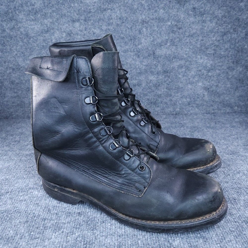 Vintage Addison Shoe Company Combat Boots Men's Size 10D Black Leather Steel Toe
